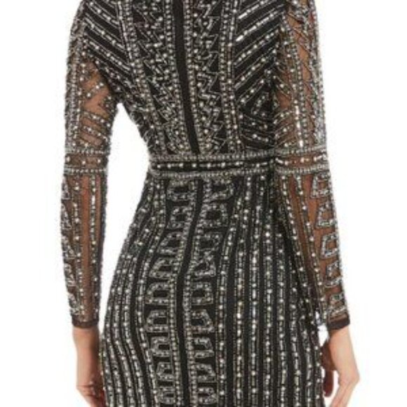 Gianni Bini Embellished Long Sleeve Black Dress SZ 4 NWT - Picture 2 of 16